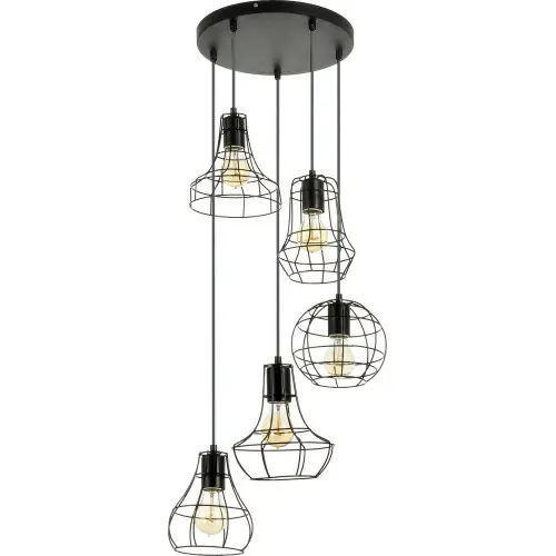 Suspension Noire Outline, 5x E27-Max.60W, IP20, 230V, Classe I – Britop Commande En Gros