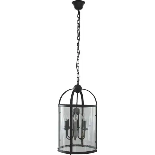 Suspension Noire & Verre Bellona, 6x E14-Max.60W, IP20, 230V, Classe I - Britop Meilleure Vente