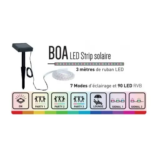 Guirlande Transparente BOA, LED Intégrée, 30 lumens, RGB, IP44, SOLAIRE, Classe III - CALI Usine Directe