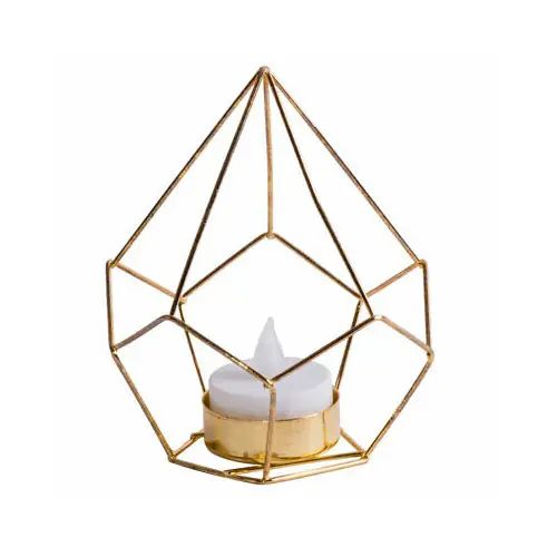 Lampe à poser Dorée Luca Gold Cage, LED, IP20, 1 bougie Led 3V, Classe III - CALI Offre Limitée