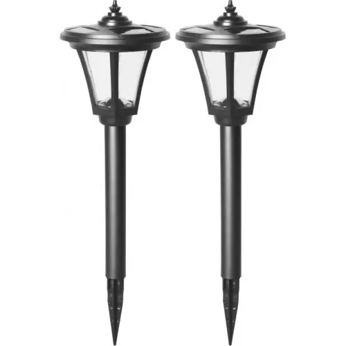 Nouveauté Lot de 2 Bornes Noires MAXIMUS, LED Intégrée, 7.5 lumens, 3000K, IP44, SOLAIRE, Classe III - CALI
