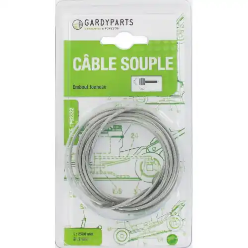 Câble universel souple 19 fils à embout tonneau. L totale 2500mm, Ø ext 2mm - Centrale Brico Bon Marché