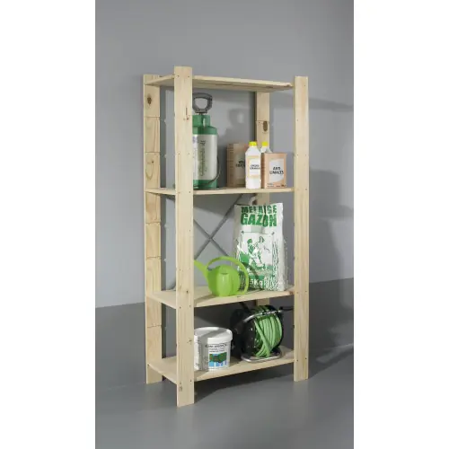 Etagère Pin, 4 tablettes , l.82 x P.40 x H.170 cm - Centrale Brico Expédié Aujourd'hui
