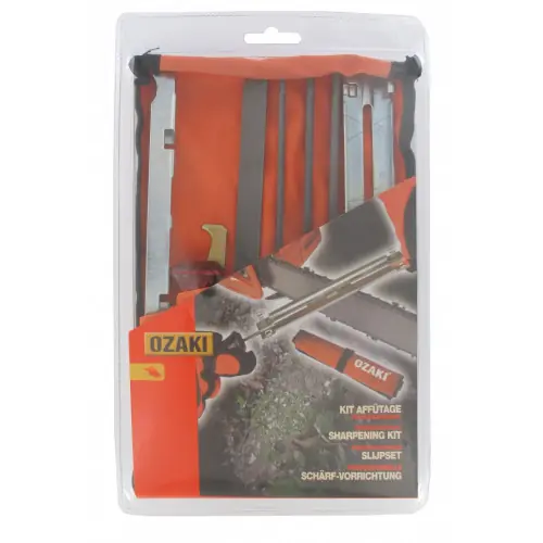 Nouveauté Kit d’affûtage manche, jauge, porte lime, curette, 4 limes rondes et plate - Centrale Brico