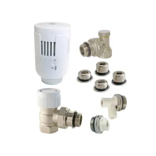 Kit thermostatique T303 équerre universel complet en laiton blanc - Centrale Brico Marque