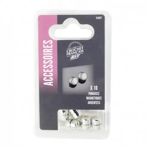 Lot de 10 punaises argent LE CROCHET FRANCAIS, Diam.10 mm - Centrale Brico Meilleure Vente