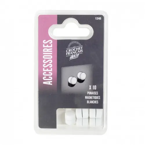 Lot de 10 punaises blanc LE CROCHET FRANCAIS, Diam.10 mm - Centrale Brico Retour Gratuit