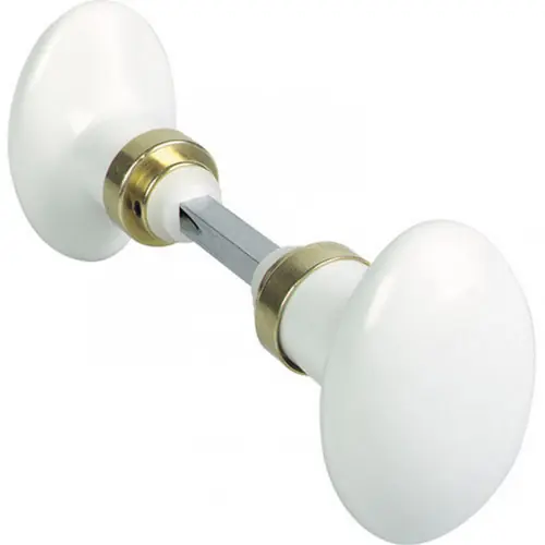 Solde Lot de 2 boutons de porte Porcelaine porcelaine de limoges laitonné - Centrale Brico