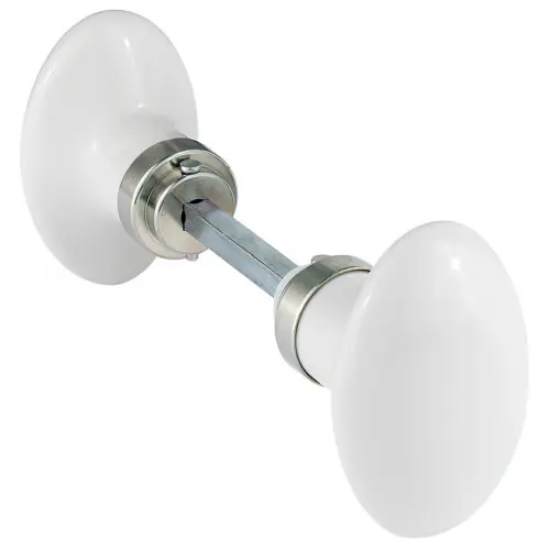 Lot de 2 boutons de porte Uni porcelaine de limoges nickelé mat - Centrale Brico Offre Limitée