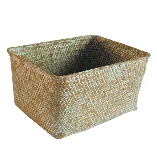 Prix Cassé Panier en jonc de mer rectangle, naturel, Panama - Centrale Brico