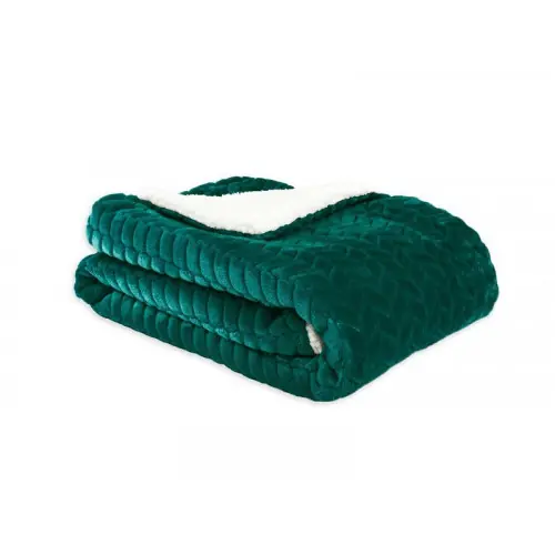 Plaid Chevron-sherpa, vert l.130 x L.170 cm - Centrale Brico Expédié Aujourd'hui