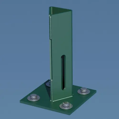 Platine piquet acier galvanisé plastifié à visser vert, H.15 cm x section 100x10 - Centrale Brico Meilleure Vente