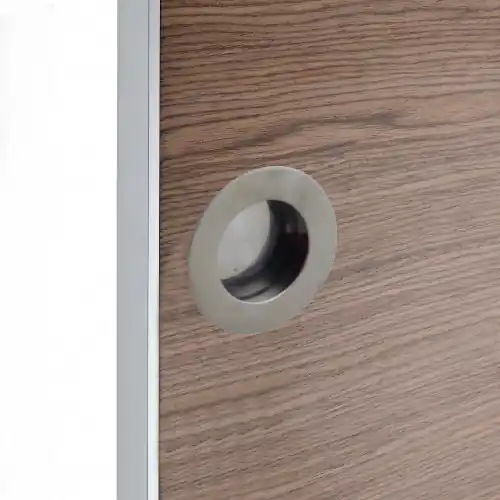 Offre Exclusive Poignée porte coulissante rond inox brossé, gris - Centrale Brico