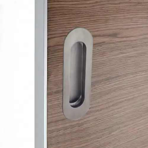 Poignée porte coulissante ronde acier inoxydable brossé, gris - Centrale Brico Pas Cher