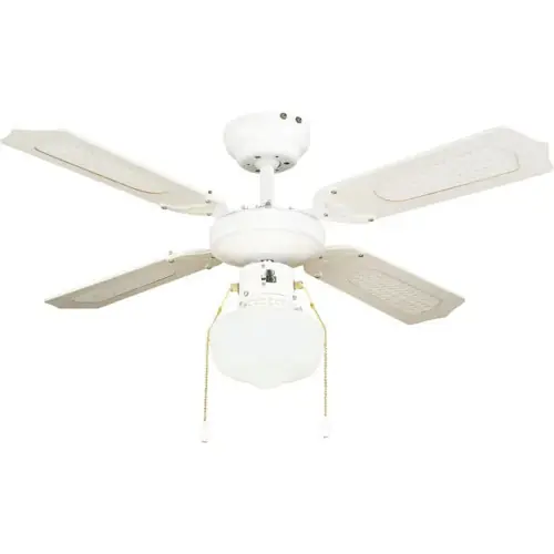 Certifié Ventilateur de plafond avec éclairage Barbade en acier, blanc - Centrale Brico