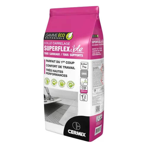 Petit Prix Mortier colle carrelage, poudre, superflexible CERMIX gris 15kg – CERMIX