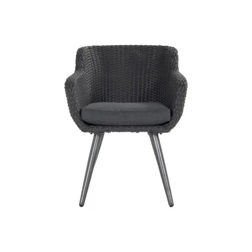 Chaise-fauteuil Amadora en résine tressée - pieds en aluminium - Anthracite - CHALET & JARDIN Quantité Limitée
