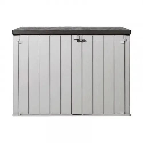 Prix Réduit Coffre de jardin multifonctions - Storaway PLUS 2XL - 2270L - Taupe et Marron - CHALET & JARDIN