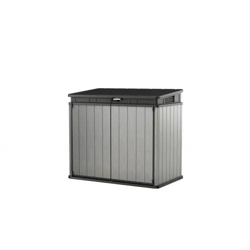 Promotion Coffre de jardin résine Elite store gris et noir - 1200 l - CHALET & JARDIN