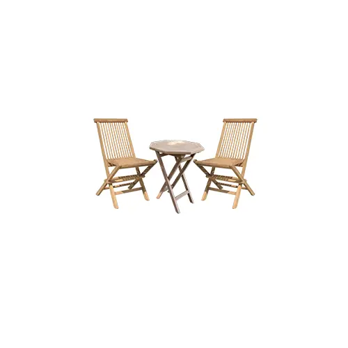 Ensemble de jardin en bois - 2 chaises pliantes + table basse octogonale pliante - CHALET & JARDIN Achetez Aujourd'hui