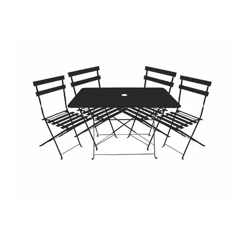 Dernière Chance Ensemble repas Bistrot dépliant métal – Table + 4 Chaises – Noir – CHALET & JARDIN