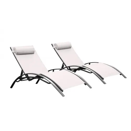 Lot de 2 bains de soleil Monaco en aluminium – Ecru – CHALET & JARDIN Dernière Chance