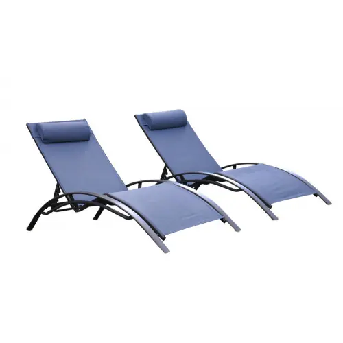Offre Du Jour Lot de 2 bains de soleil Monaco en aluminium – Lavande – CHALET & JARDIN
