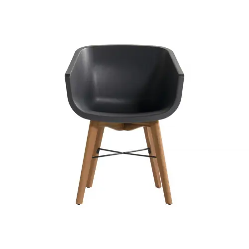 Must-Have Lot de 2 chaises Amalia Eucalyptus en résine – pieds en bois – Anthracite – CHALET & JARDIN
