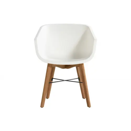Lot de 2 chaises Amalia Eucalyptus en résine - pieds en bois - Blanc - CHALET & JARDIN Jusqu'à Épuisement Des Stocks