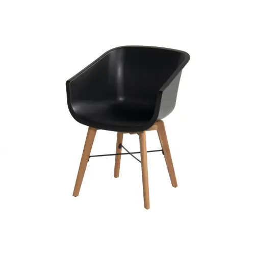 Lot de 2 chaises Amalia Eucalyptus en résine - pieds en bois - Noir - CHALET & JARDIN Commander Vite