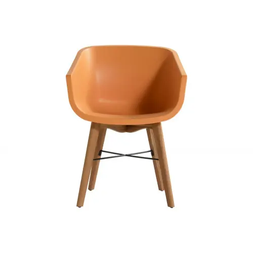 Lot de 2 chaises Amalia Eucalyptus en résine - pieds en bois - Orange - CHALET & JARDIN Soldes