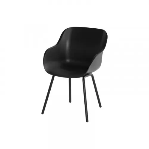 Petit Prix Lot de 2 chaises design noir en résine et aluminium - confort ergonomique - CHALET & JARDIN