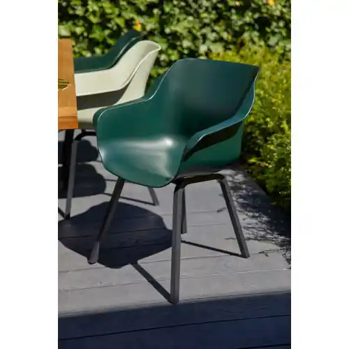 Lot de 2 chaises Sophie Element Armchair en résine – pieds en aluminium – Vert Forêt – CHALET & JARDIN Authentique