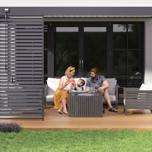 Prix Bas Pergola bioclimatique - Ombréa - adossée - 3x4M - Anthracite blanc - Version 2 - 300x400x258 cm - CHALET & JARDIN