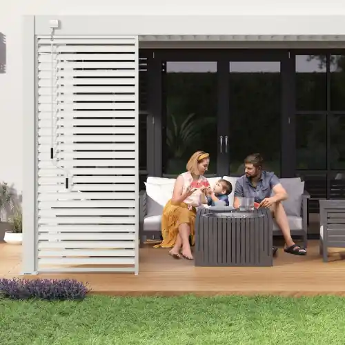 Pergola bioclimatique - Ombréa - adossée - 3x4M - Blanc - Version 2 - 300x400x258 cm - CHALET & JARDIN Retour Gratuit