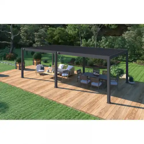 Solde Pergola bioclimatique – Ombréa – autoportante – 4x8M – Anthracite – ELMO – 400x800x258 cm – CHALET & JARDIN
