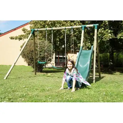 Achetez Aujourd&rsquo;hui Portique en bois Navajos 330 x 260 x 230 cm, Toboggan – CHALET & JARDIN