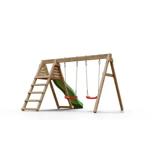 Portique & Toboggan de jardin en bois 390 x 256 x 252 cm - Azalée - CHALET & JARDIN Prix Choc