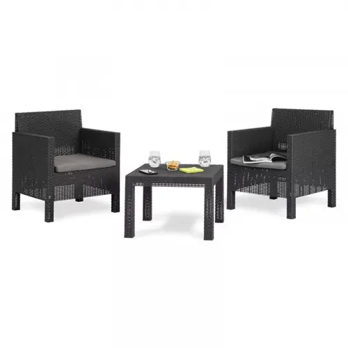 Salon de jardin 2 fauteuils + table basse résine tressée – CHALET & JARDIN Meilleure Vente