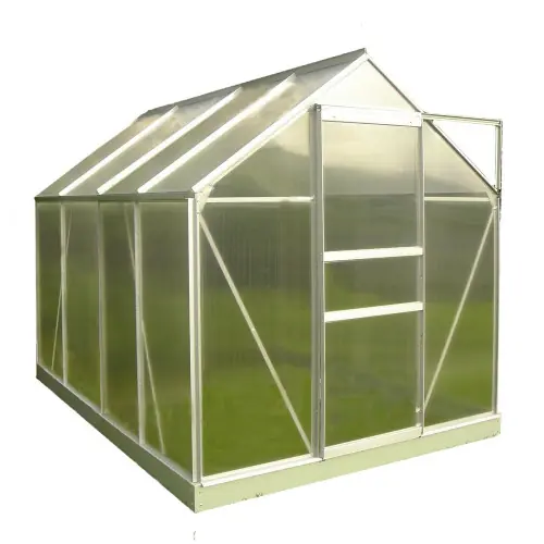 Serre de jardin en polycarbonate 4,75 m² – avec ouverture toit auto – Aluminium naturel – CHALET & JARDIN Vente Flash