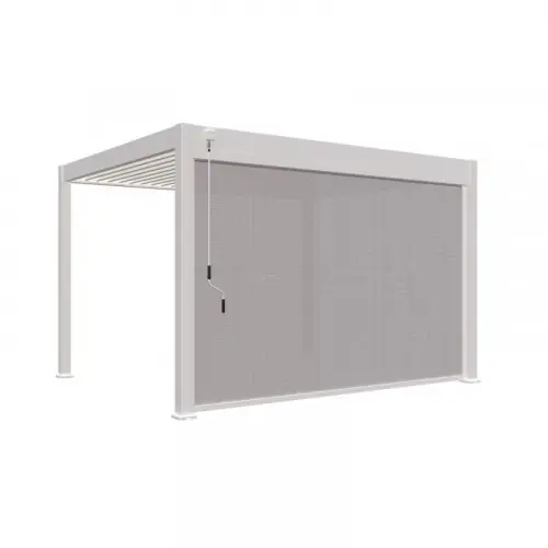 Jusqu'à Épuisement Des Stocks Store vertical motorisé pergola 370 cm aluminium textilène - blanc - CHALET & JARDIN