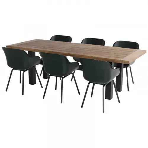 Table de jardin 240 cm en teck + 6 chaises en résine vertes – CHALET & JARDIN Remise
