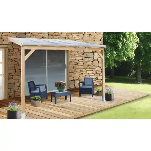 Toit Couv‘Terrasse bois 3X3 – AVEC TOIT – CHALET & JARDIN Prix Choc