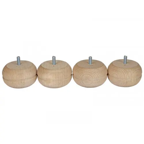 Promotion Saisonnière Lot De 4 Pieds De Meuble Boule Fixes Hêtre Brut Blanc/Beige, 5 Cm - Cime