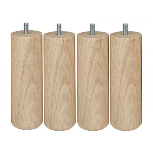 Lot De 4 Pieds De Meuble Cylindrique 15Cm - Hêtre Brut Blanc/Beige - Cime Super Prix