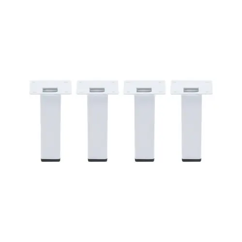 Dernier Modèle Lot de 4 pieds de meubles CIME fixe carré, acier blanc produit sans finition Ht. - Cime