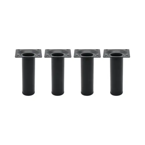 Lot de 4 pieds de meubles CIME fixe rond, acier noir produit sans finition Ht. m - Cime Meilleur Choix