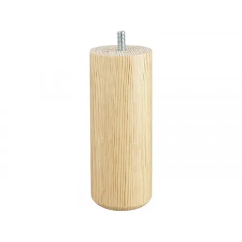 Satisfait Ou Remboursé Lot de 4 pieds meuble cylindrique CIME fixes, H.15 cm pin vernis blanc - Cime