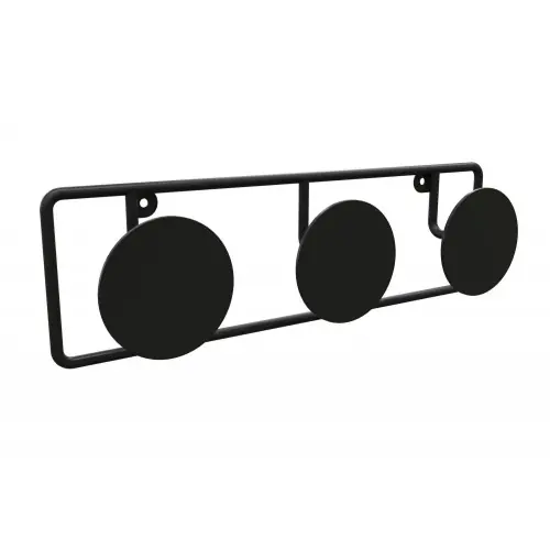 Patere CIME Dot, 3 têtes D90 400 x 120 mm noir – Cime Super Prix
