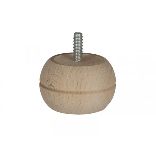 Pied De Meuble Boule Fixe Hêtre Brut Blanc/Beige, 4 Cm - Cime Prix Promo
